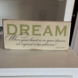 Dream Quote Wall Art - Green and Cream